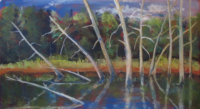 Pastel painting of lac Jeannie