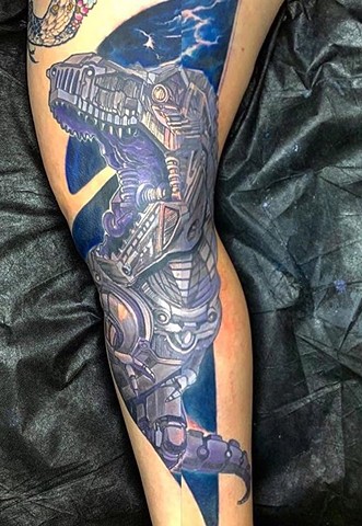 color dynamic large dinosaur leg sleeve half leg sleeve tattoos tattoos for touch people.