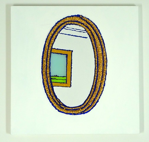 Oval Mirror ,Painting, John Zoller, Art, Miami Artist, Painting Drawing Series, Art for sale, Paintings for sale, Interior Design based art, Abstraction, Fine Art for sale, Portrait, Landscape, Works on Paper, Paintings on Paper, Affordable Art, John Zoll