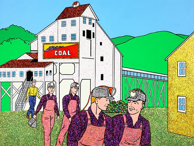Possibilities Are Endless by John Zoller, Painting by John Zoller, Mirror Painting, Painting of a Mirror, Painting Drawing Seriens by John Zoller, Color & Learn Series by John Zoller,  Coloring Book, Coal Miners, Gay Coal Minners,  Coal Mine, 