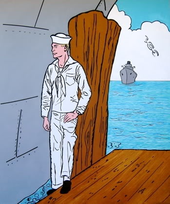 Possibilities Are Endless by John Zoller, Painting by John Zoller, Mirror Painting, Painting of a Mirror, Painting Drawing Seriens by John Zoller, Color & Learn Series by John Zoller, Coloring Book art, Sailor Painting, Sailor on Dock by John Zoller, 