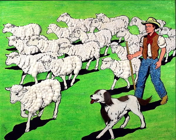 Possibilities Are Endless by John Zoller, Painting by John Zoller, Mirror Painting, Painting of a Mirror, Painting Drawing Seriens by John Zoller, Color & Learn Series by John Zoller, Coloring Book Art, Sheep, Sheep Herder, 