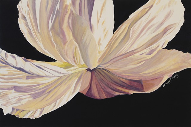 abstract, billowing, flying, petals, synthetic polymer, acrylic, canvas, painting