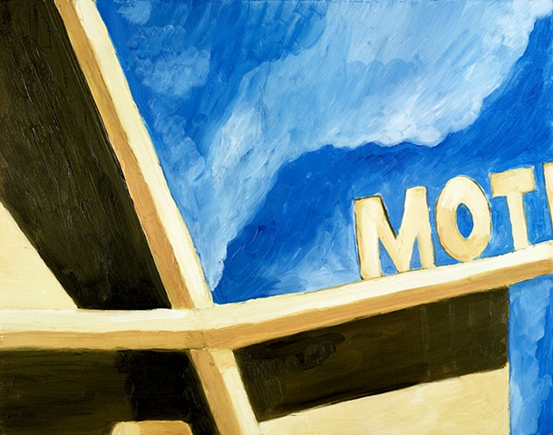 A Motel, Oil on Panel, 12" x 16"