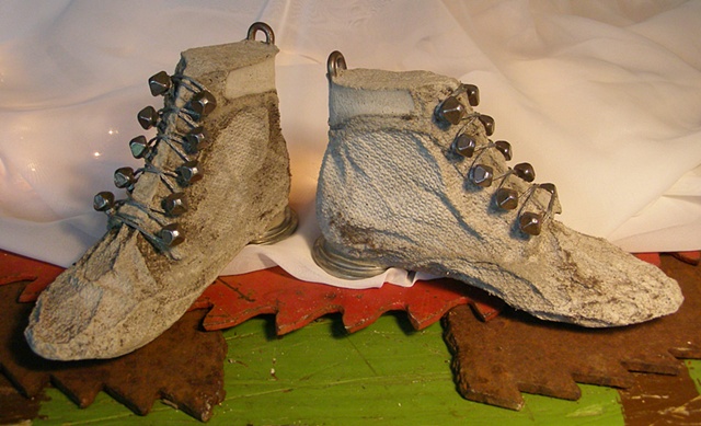 Textured Mud Nail Lace Ups with metal heels and pulls.