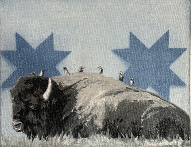 SOLD Bison and Birds