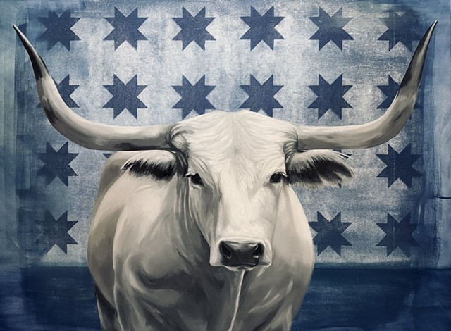 Longhorn and blue quilt