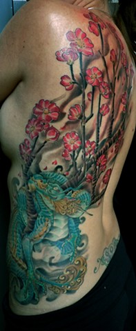 Cherry Blossom Japanese Dragon Tattoo - tattoo design