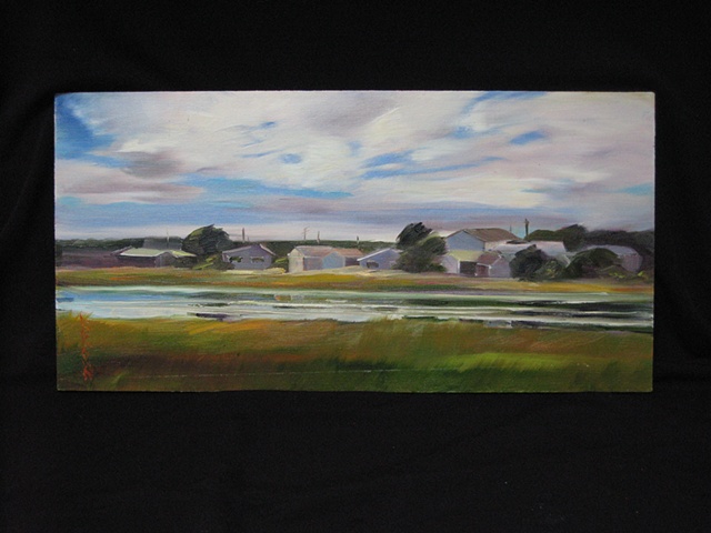 Fine original oil painting by Jo Brown, "View from the Salt Works," (Wellfeet, MA) 2011