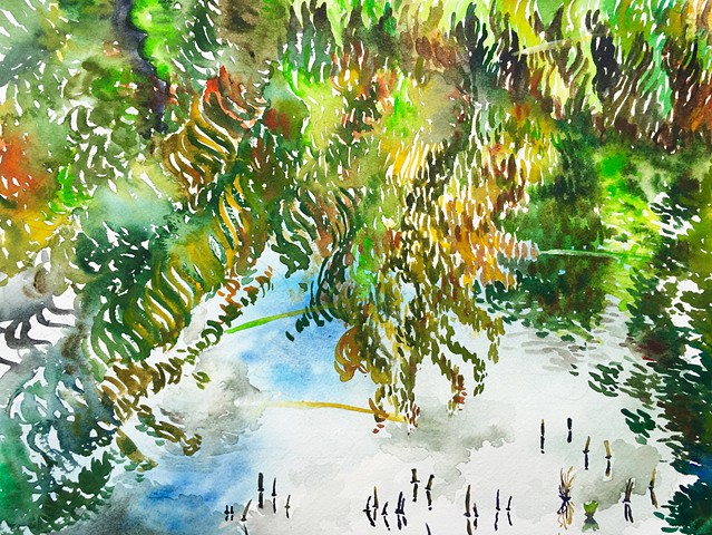 Watercolor Painting by Qing Song, Landscape Watercolor Painting by Qing Song