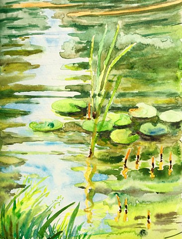 Watercolor Painting by Qing Song, Landscape Watercolor Painting by Qing Song