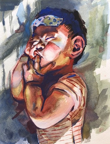 watercolor by Qing Song, Figure Painting by Qing Song, Portrait Painting by Qing Song