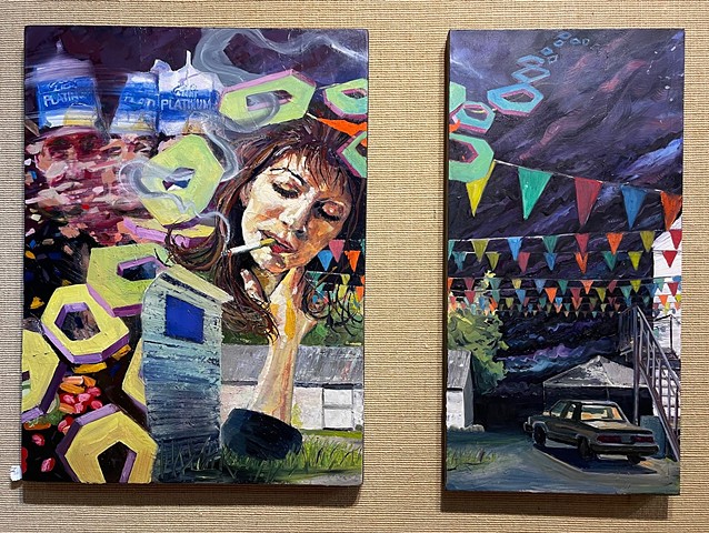 Patience is Virtue (diptych) - Second smaller panel can be hung crocked, ajar or upside down.Â 