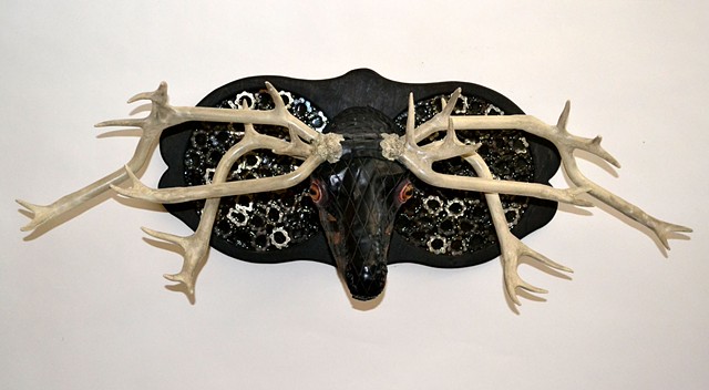 Custom Taxidermy piece made using bicycle parts for Manifesto Bicycle shop