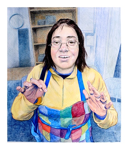 Portrait, Gouache, Colored Pencil