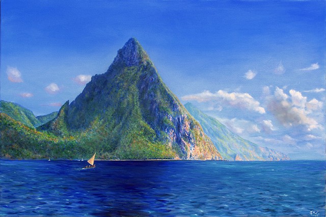 Pitons with Sailboat