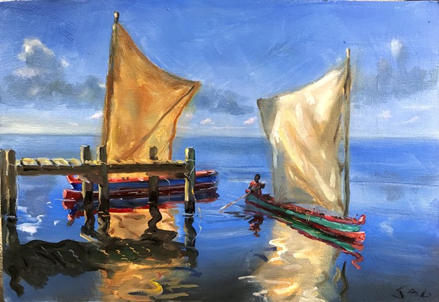 Two Kanots with Sail