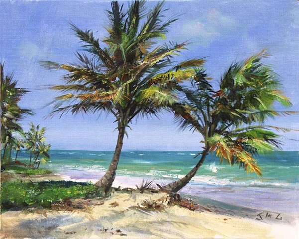 Two Coconut Trees at Sandy Beach