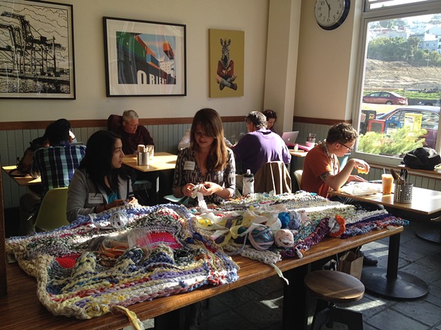 Crochet Jam, Delores Park Cafe, SF sponsored by ArtSpan