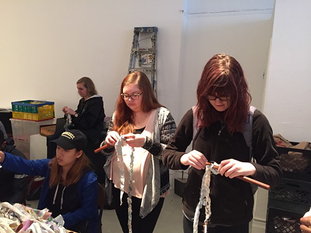 Crochet Jam with Vanderbilt University students on Alternative Spring in San Francisco at the Luggage Store Gallery Annex