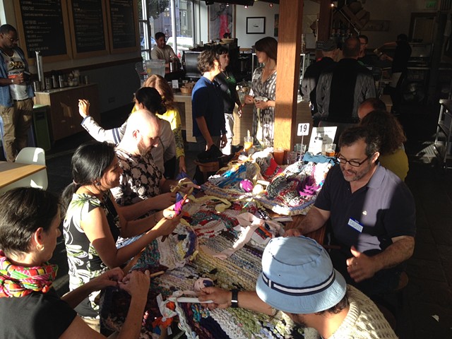 Crochet Jam, Delores Park Cafe, SF sponsored by ArtSpan