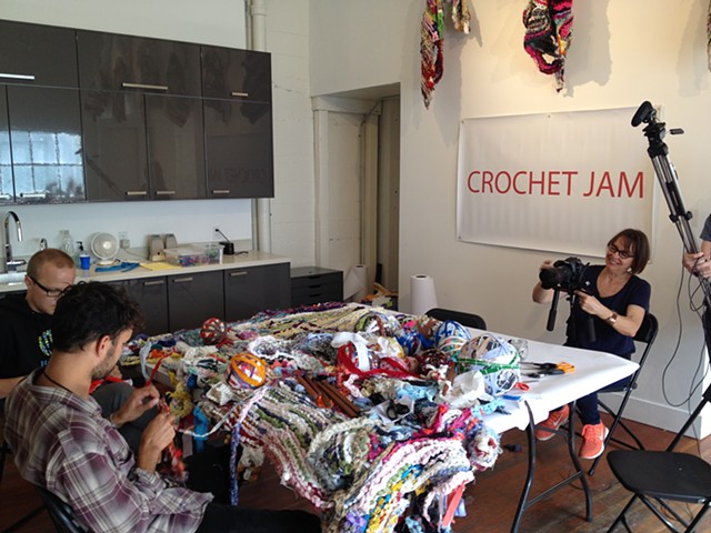 Crochet Jam, Root Division, San Francisco with A'ron Correa, Aaron Grobler, and Documentary Filmmaker Dianne Griffin, www.gypsy.pe/mockup/