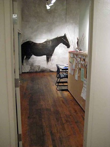 life-size paintings of horses for an installation environment "Point Reyes Station 4:10 p.m. by Eugenia Mitsanas."