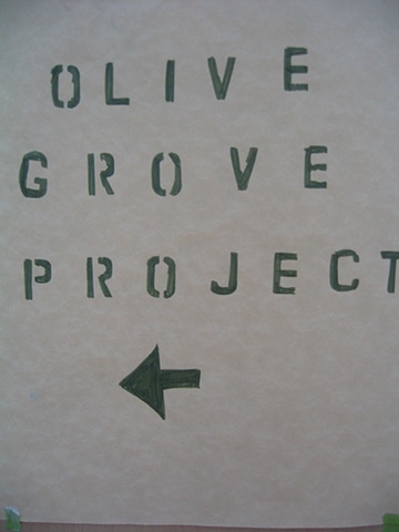 sign for installation environment "Olive Grove Project" at Workspace Ltd. by Eugenia Mitsanas