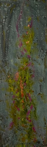 Oil and copper leaf with distressed glaze. Abstract 