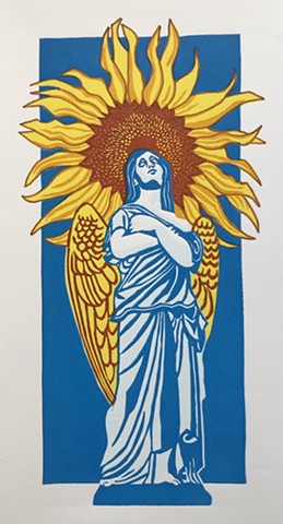 Ukrainian art, blue & yellow art, donations for Ukraine