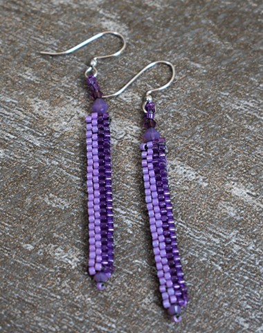 2 tone purple panel earrings