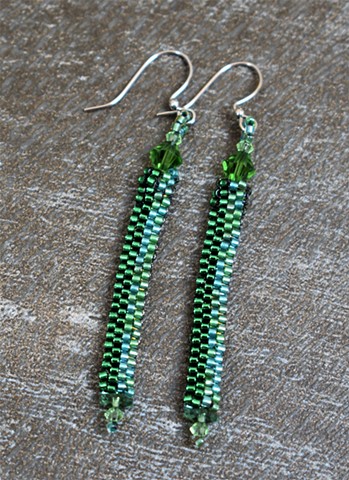 green 2 tone panel earrings