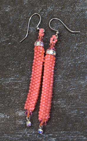 coral panel earrings