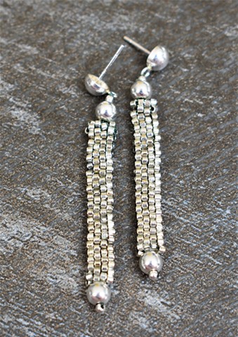 silver panel earrings