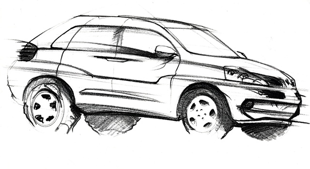 Oldsmobile Bravada Concept Sketch
Exterior Front 7/8 View