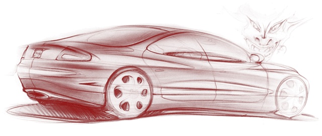 Oldsmobile Intrigue Concept Sketch
Exterior Rear 3/4 View with Demon