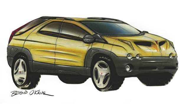 Pontiac Aztek sketch that was approved for production.