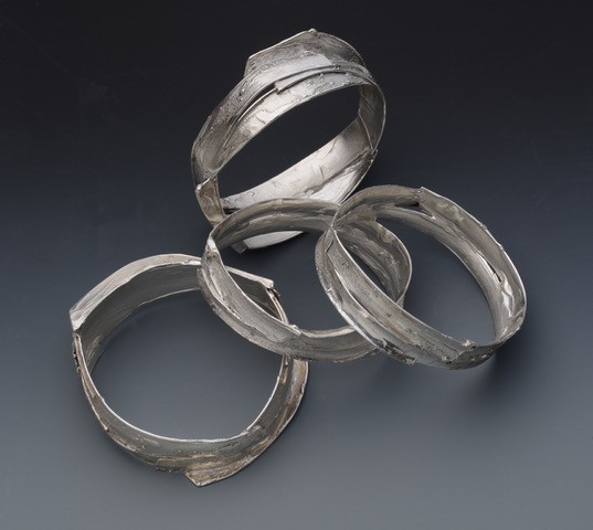 Glenda Arentzen, Jewelry, sterling silver, bangle bracelets, intertidal, hand crafted, Deer isle 