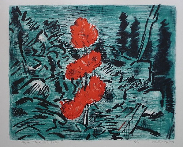 Karl Schrag, joyous note, artist, printmaker, Turtle Gallery, Deer Isle, Maine, Stonington, Blue Hill, Bar Harbor