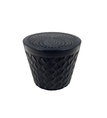 African Blackwood with Basket Weave Pattern and Concentric Circle Lid