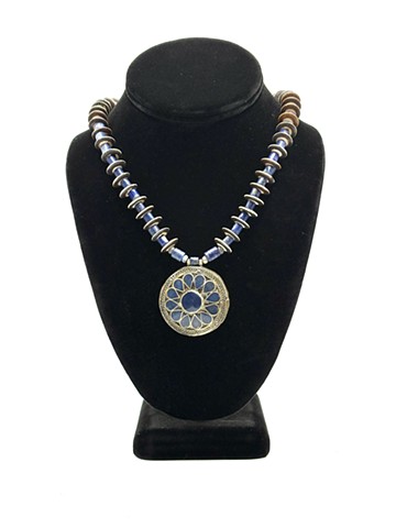 Ancient Afghan lapis lazuli, yak bone / Ancient Roman lapis with silver