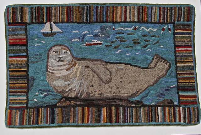 Mary Ann McKellar, The Turtle Gallery, Wool Hooked Rug, Maine, Art