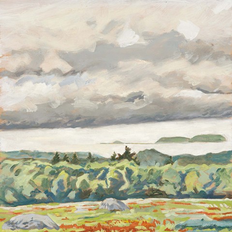 Larry Moffet, storm clouds, deer isle, local artist