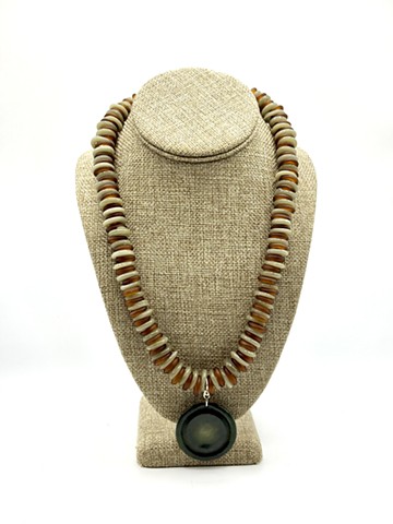 Recycled glass Dogon rings, leather cord / Jade/Ponamu (New Zealand)