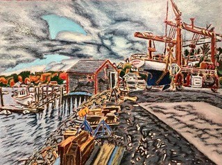 Jeff Loxterkamp, rockport harbor, oil on canvas, nautical, marina, deer isle maine gallery