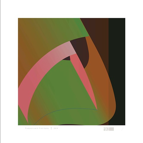 Peter Kemble, proboscis with pink hanky, Digital art print, graphic art, deer isle maine