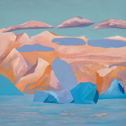 Mary Barnes, Morning, Woman artist, Antarctica series, oil on canvas