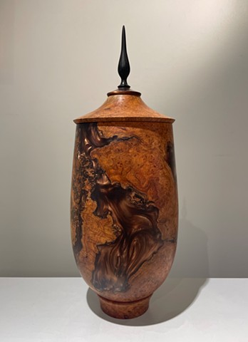 Cherry Burl and Resin Lidded Vessel