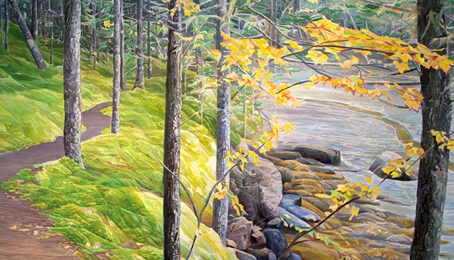 Marjorie Glick, Tidal Forest, Tennis Preserve, Watercolor, woman artist, Deer isle, stonington, maine