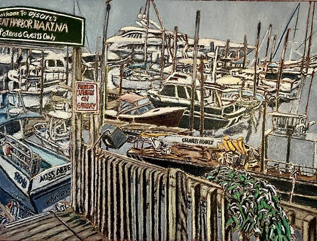 Jeff Loxterkamp, Dysart's Great Harbor Marina, , Oil on Canvas, Deer Isle Maine